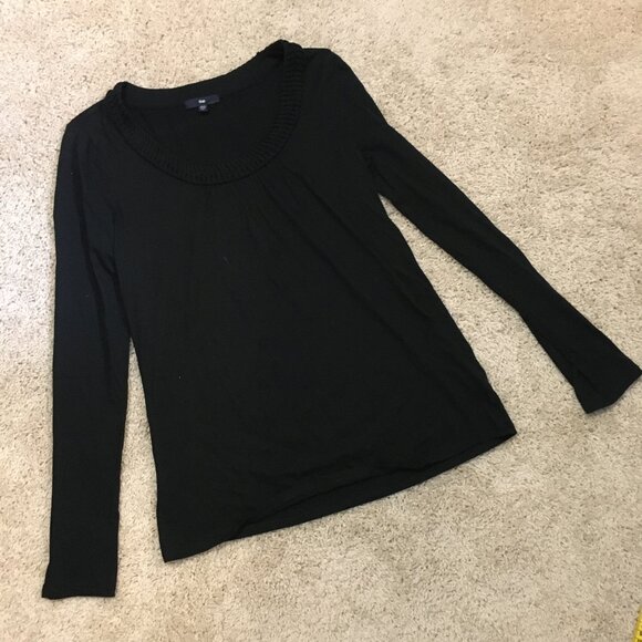 GAP Cotton Modal Long Sleeve Ruched Collar Jersey Top - Picture 9 of 14
